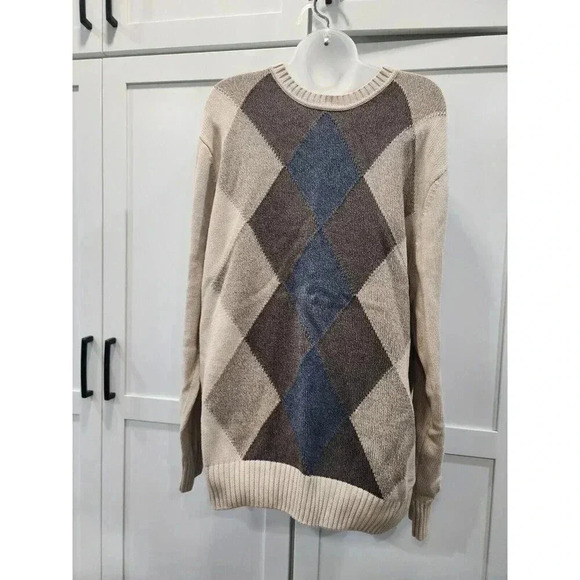 Dockers Sweater Men's Size XL Blue Grey With Diamond Pattern Classic - Picture 1 of 6